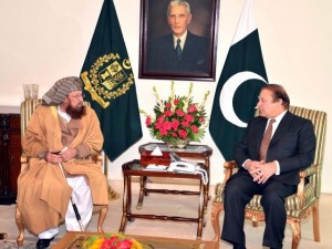 Pakistan's government released this photo of Samiul Haq meeting today with Nawaz Sharif.