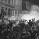 Graphic of the Haymarket Riot from Harpers Weekly