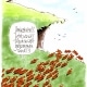 Lemmings running off a cliff. Caption translates as Turn back? After we've come so far?